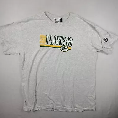 Vintage Green Bay Packers Gray PUMA Mens Large L Short Sleeve Shirt • $7.71