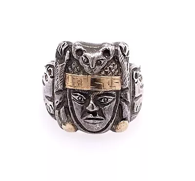 £163.68 • Buy Vintage American Indian Head Ring 18k 925