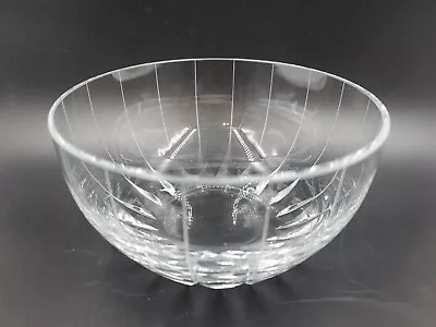 VTG Art Glass Crystal Bowl Etched Lines Signed By Kurt Strobach NICE  • $52.42