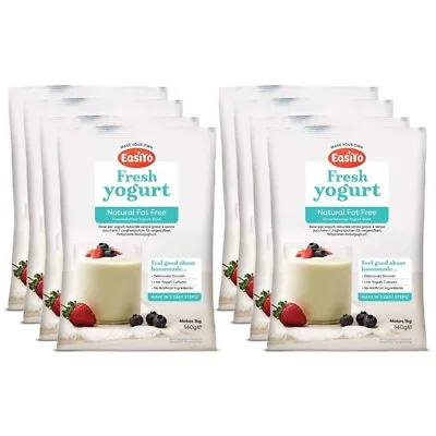 EasiYo Natural Fat Free 8 Pack Yoghurt Each Sachet Makes 1KG Yogurt Powder • £30.99