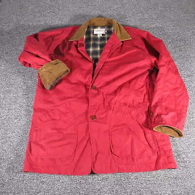 J Crew Jacket Mens Medium Red Corduroy Trim Barn Chore Coat 90s Casual Workwear • $39.99