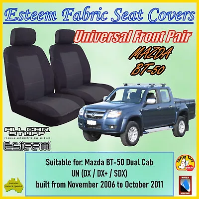 Esteem Black Front Seat Covers To Fit Mazda BT50 (BT-50) UN Dual Cab 2006 - 2011 • $86.98