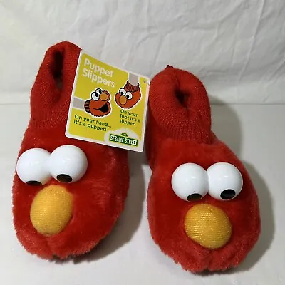 Sesame Street Elmo Puppet Padded Slippers Toddler Size 9-10 New! • $16.99