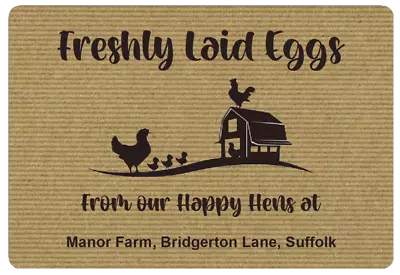 Large Personalised Kraft Style Egg Box Stickers Freshly Laid Eggs Sticky Labels • £2.70