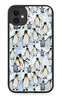 Emperor Penguin Pattern Rubber Phone Case White Orange Black Penguins Baby CI95 • £15.90