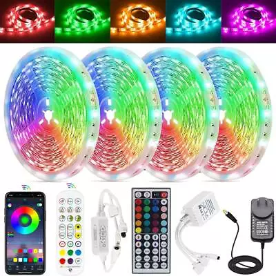 5050 RGB LED Strip Lights Waterproof 5m 10m 30m 12V APP/IR Controller Adapter • $1.75