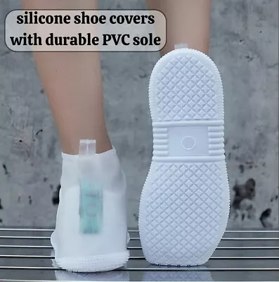 Waterproof Shoe Covers With Durable Sole Water Boots Shoe Covers Reusable • $11.89