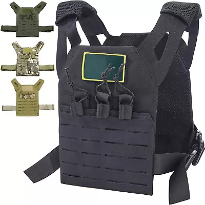 Childrens Tactical Airsoft Paintball Vest Laser Cut Molle Modular W/Mag Pouches • $18.99