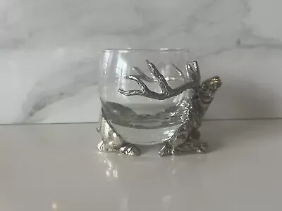 Rare Arthur Court Buck Elk Deer Glass 4” Whiskey High Ball/wine • $95