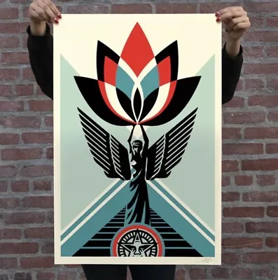 LOTUS ANGEL SHEPARD FAIREY SIGNED XL Poster 24 X 36 Official Wall Art OBEY HUGE • £88