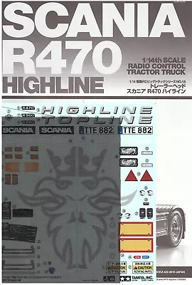 1/14 Tamiya Scania R470 Highline 4x2 Truck- Decals & Instructions  • £15.99