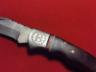 Rare Vintage BECKLEY Custom Folding Hunter Pocket Knife DAMASCUS Blade VERY NICE • $24.50