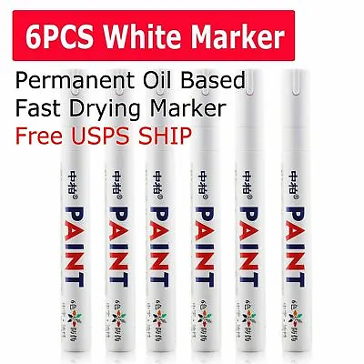 6PC White Paint Pen Marker Waterproof Permanent Car Tire Lettering Rubber Letter • $5.49