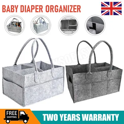 £6.99 • Buy Felt Baby Diaper Caddy Nursery Storage Wipes Bag Nappy Organizer Container GREY