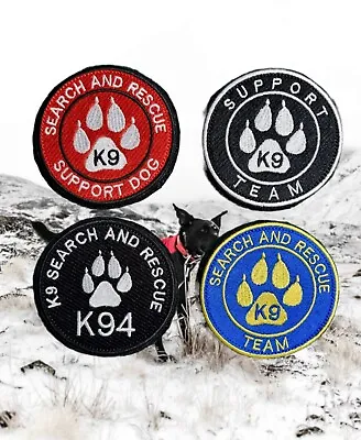 PERSONALISED K9  RESCUE Hook And Loop Sew On Badge Embroidered Patch • £6