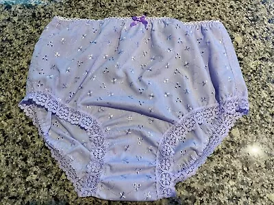 Handmade Panties Sleep Knickers Sissy Lilac Broderie Anglaise Cute Lace Cd Tv Ab • £23