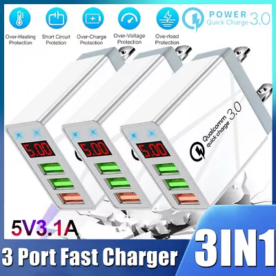 1-3PCS 3-Port USB Home Wall Fast Charger For Cell Phone IPhone Samsung Android • $6.83