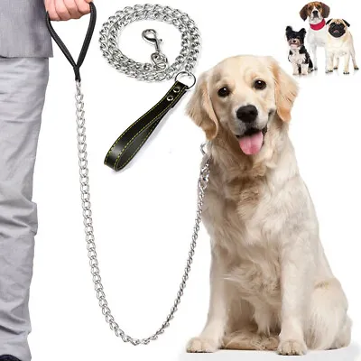 Metal Chain Dog Lead Pet Puppy Leash 4ft 120cm Long Anti-Chew Control Pet Leads • £4.99