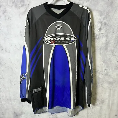 Vintage Mossi Racing Jersey Mens Large L Blue Long Sleeve Motocross MX • $34