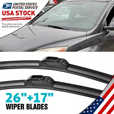 Waterproof Windshield Wiper Blades 26''+17'' U/J-HOOK For 2009-18 Mazda 3/6/CX-5 • $14.09