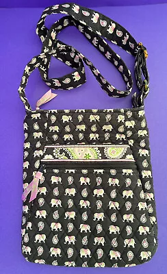 Vera Bradley Black Pink Elephants & Paisley Retired Crossbody Shoulder Bag SALE! • $22