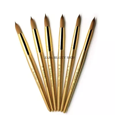 Acrylic Kolinsky Nail Brushes Gold Wood Sizes 8 To 22 Ships In 1 Business Day • $8.58