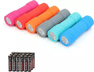 Everbrite 9-LED Flashlight 6-Pack Compact Handheld Torch Assorted Colors With La • $23.45