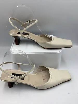 Hobbs Marilyn Anselm Cream Leather Heels. Vintage. Kitten Heel. Uk 7. Eu40 • £22.50