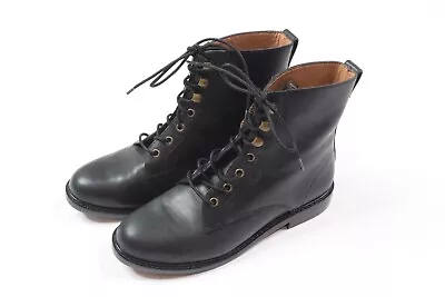 Madewell The Kellie Lace-Up Boots Womens 7.5 Black Leather Combat • $31.97