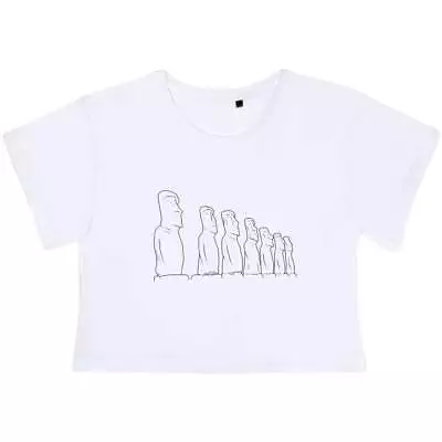 'Easter Island Statues' Women's Cotton Crop Tops (CO039993) • $15.15