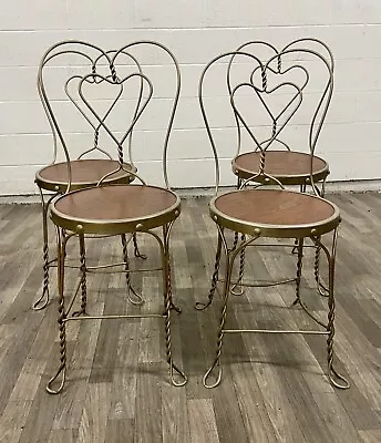 Vintage Shabby Chic Ice Cream Parlor Or Garden Chairs - Set Of 4 • $549