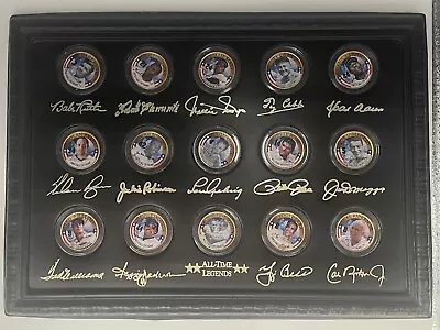 2000s Golden Baseball Legends 15-Coin Set 24K Gold Plated Coins In Showcase • $24.99