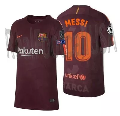 Nike Lionel Messi Fc Barcelona Uefa Champions League Third Youth Jersey 2017/18 • $189.99