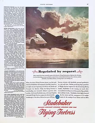 Vintage Magazine Ad Ephemera - Studebaker - Flying Fortess - WW2 • $9.99