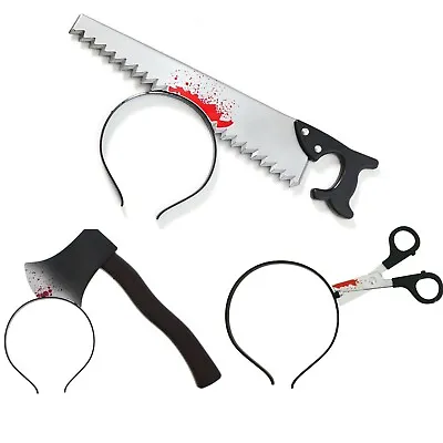 Axe Saw Scissors In-The-Head Headband Halloween Costume Fancy Dress Accessories • £3.24