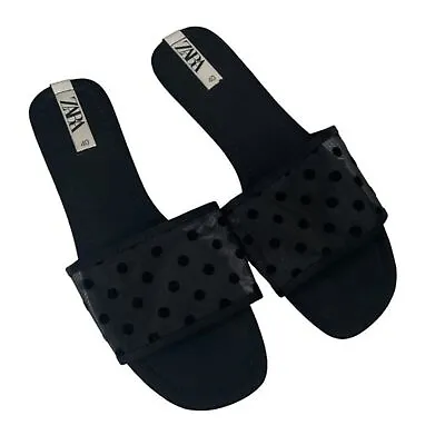 ZARA POLKA DOT MESH SANDALS Size 40 / US 9 EUC  • $25