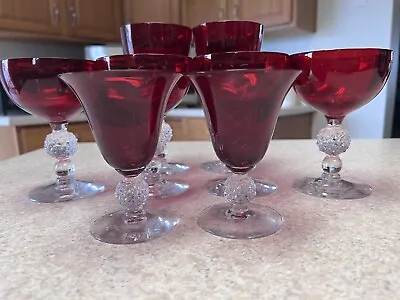 Set Of 8 Morgantown Ruby Red Golf Ball Mix Of Different Glasses • $100