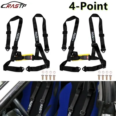 2x Black 4 Point Buckle Racing Seat Belt Harness 2  Straps For ATV UTV Go-Kart • $49.85
