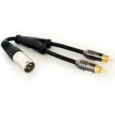 XLR Male To 2 RCA PHONO Plugs Y Splitter Cable Adapter Mixer Amp Audio Mic DJ • £11.49