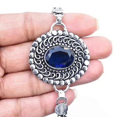 Blue Tanzanite  925 Sterling Silver Gemstone Handmade Jewelry Bracelet Size-7.8  • $13.99