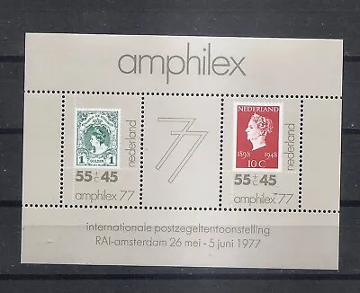 99c Starts - NETHERLANDS AMPHILEX 1977 S/S  Scott B538a Michel Block 16 • $0.99