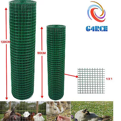 PVC Coated Green Chicken Rabbit Wire 30m 45m 2 Widths Mesh Aviary Fencing Garden • £49.99