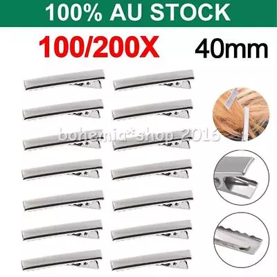 100/200X Silver Crocodile Alligator Bow Blank Hair Clip  DIY Craft Accessories • $9.99