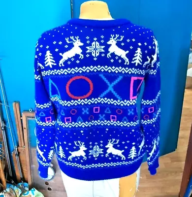 NUMSKULL PlayStation Ugly Christmas Sweater Men's Size Medium Blue Pullover • $25