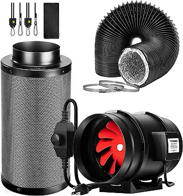 8  720CFM Inline Fan W/Speed Controller Carbon Filter 25Ft Of Ducting Black • $195.49