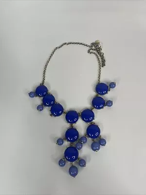 J Crew Blue Bubble Dot Dome Beaded Necklace Gold  Tone Chain READ DESC • $10.44