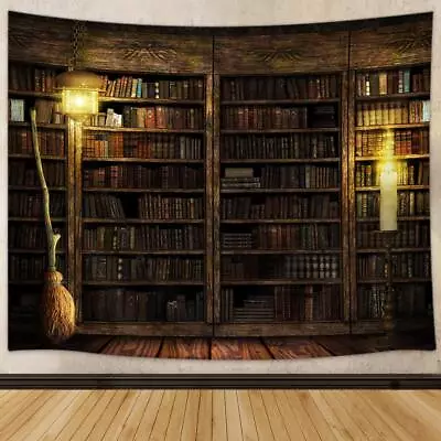 Wizard Bookshelf Tapestry Medieval Wall Hanging Art Fabric Posters Bedroom Decor • $16.50