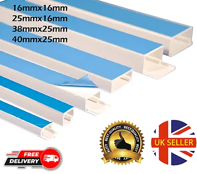 Self Adhesive Mini Trunking White PVC Electrical Cable Conduit Wire Channel UK • £8.99