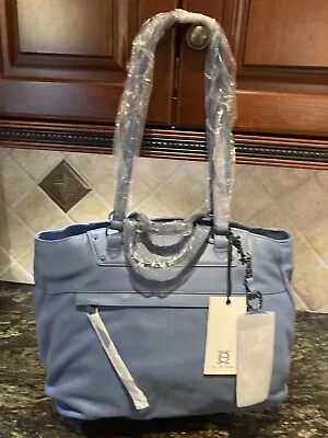 Brand New Joy Gryson Adjustable Strap Bubble Tote Blue Leather Handbag Purse • $109.99