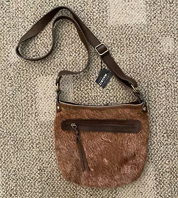 New W/ Defect Maurizio Taiuti Genuine Leather And Brown Calf Hair Purse Bag • $32.99